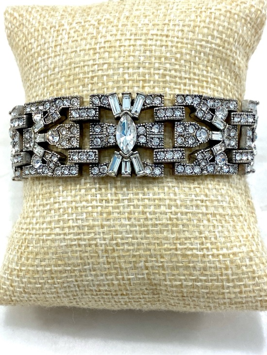 Stella & Dot Jewelry - Stella & Dot Silver Crystal Art Deco Link Bracelet - Missing Stone Back